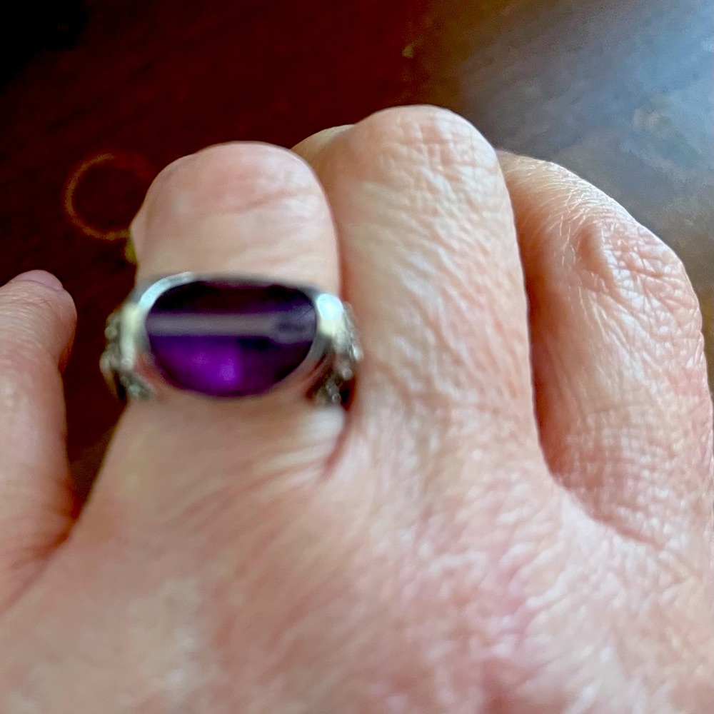 925 Sterling Silver Ring Natural Amethyst SZ 6